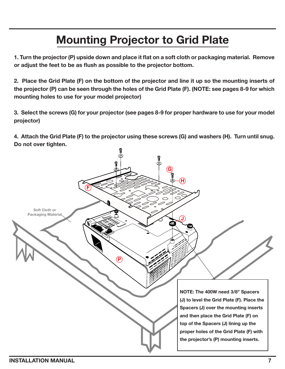 Mounting projector to grid plate | Epson ELPMBATA User Manual | Page 7 / 11