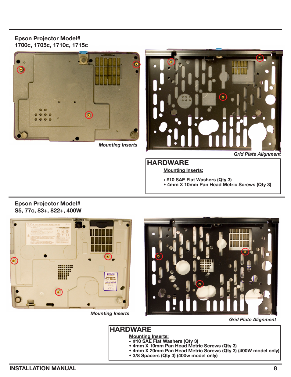 Hardware | Epson ELPMBATA User Manual | Page 8 / 11