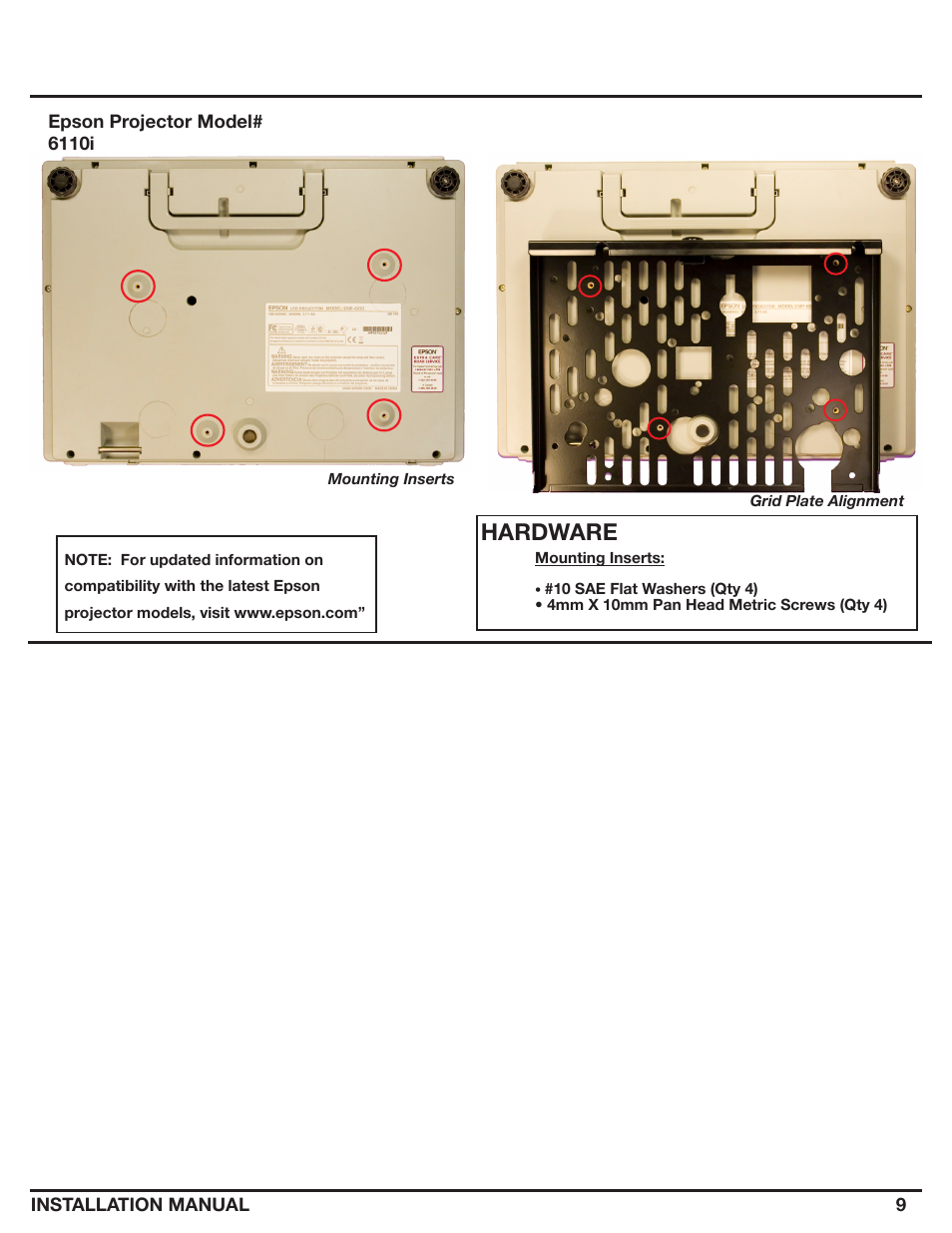 Hardware | Epson ELPMBATA User Manual | Page 9 / 11