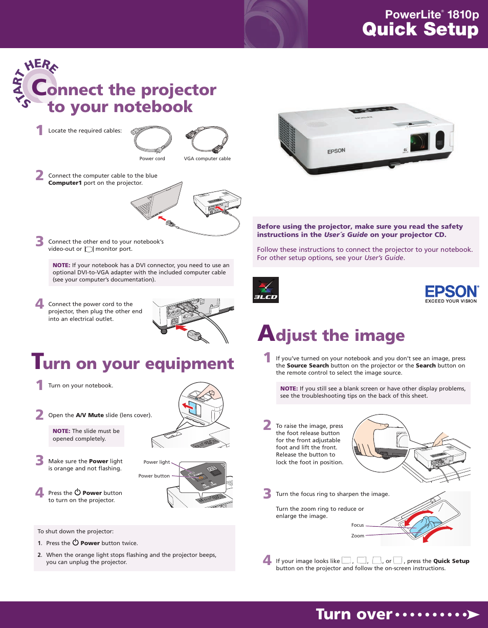 Epson POWERLITE 1810P User Manual | 2 pages