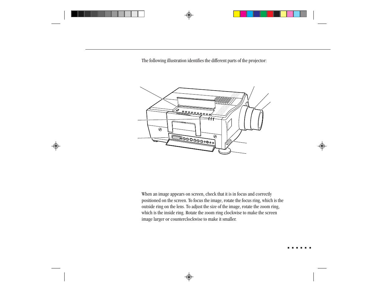 Focusing and positioning the screen image | Epson ELP-3300 User Manual | Page 40 / 110