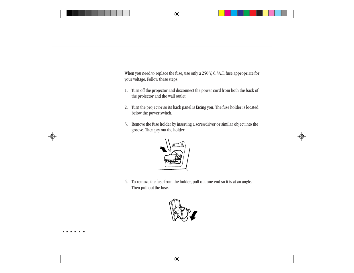 Replacing the fuse | Epson ELP-3300 User Manual | Page 81 / 110