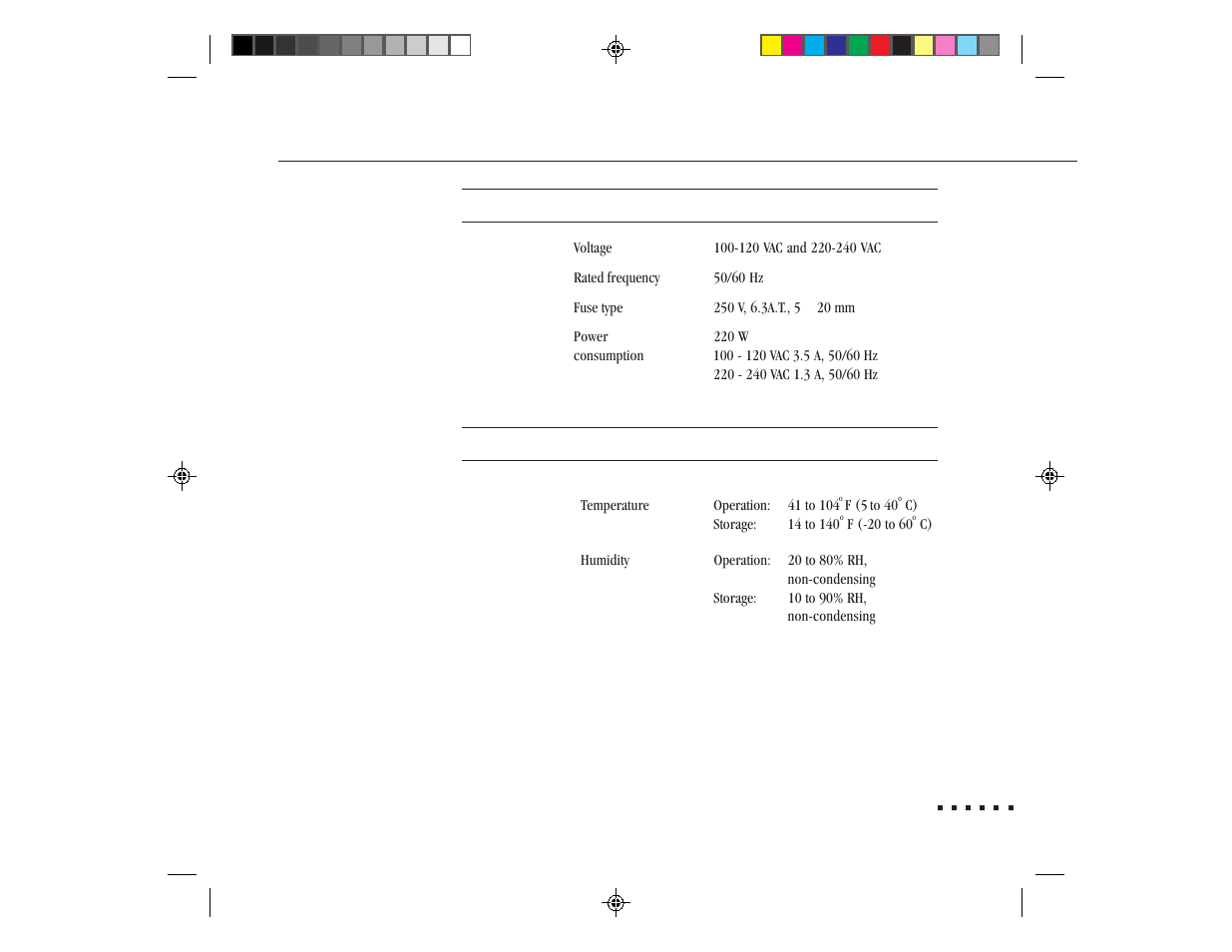 Electrical, Environmental | Epson ELP-3300 User Manual | Page 96 / 110