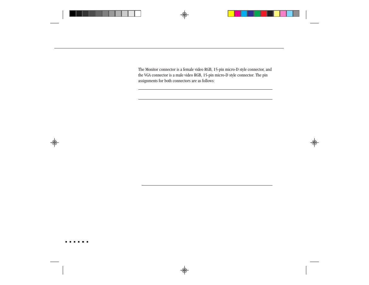 Monitor and vga connector pin assignments | Epson ELP-3300 User Manual | Page 99 / 110