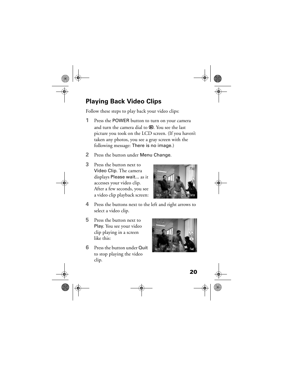 Playing back video clips, Playing back video clips 20 | Epson 3000Z User Manual | Page 23 / 28