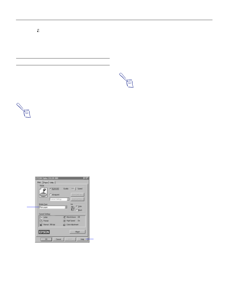 Printing from windows, Setting printer options from windows applications, Setting windows default options | Epson Stylus Color 800 User Manual | Page 6 / 20