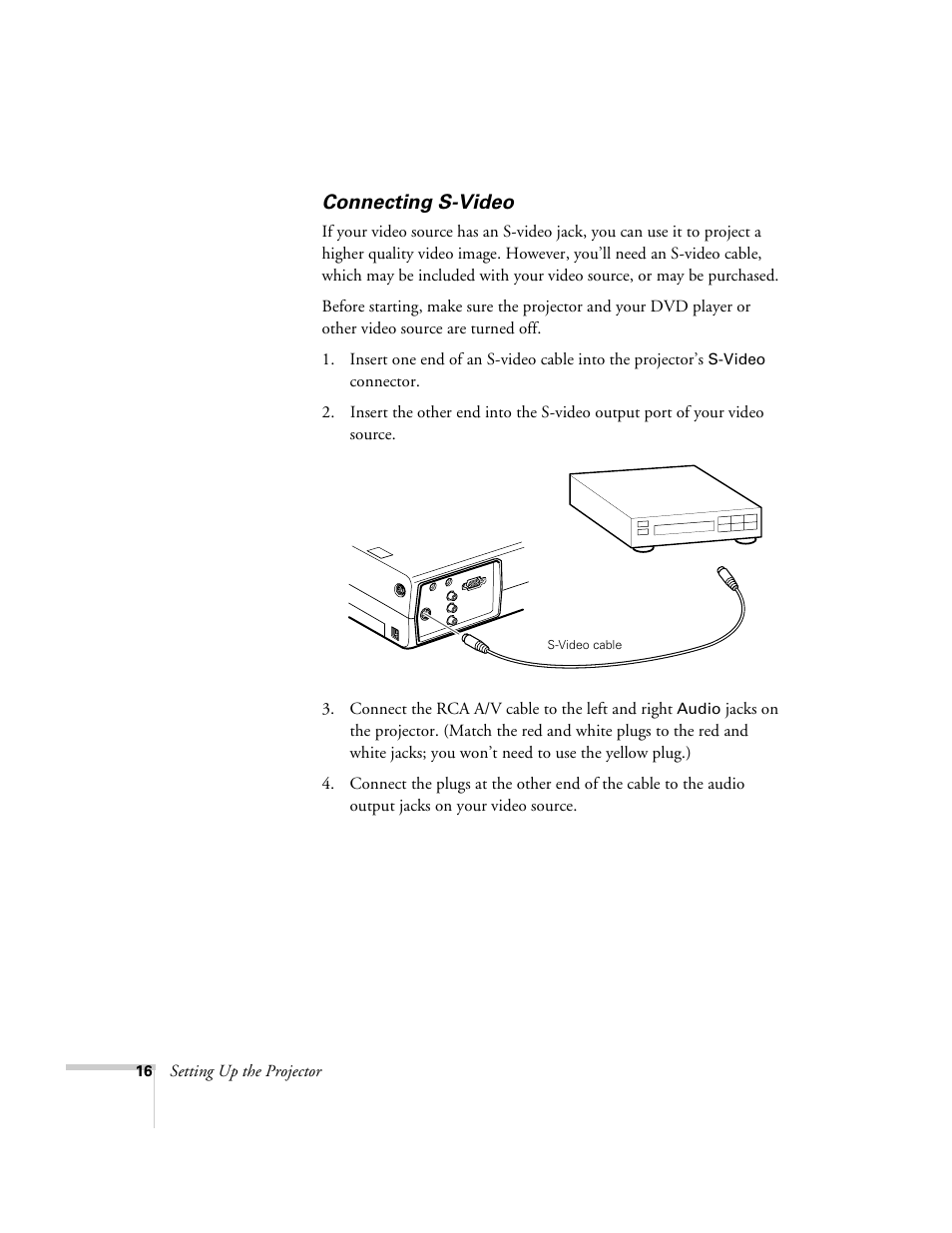 Connecting s-video | Epson 503c User Manual | Page 22 / 105