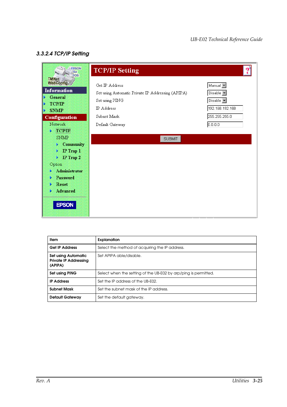 4 tcp/ip setting | Epson UB E02 User Manual | Page 51 / 86
