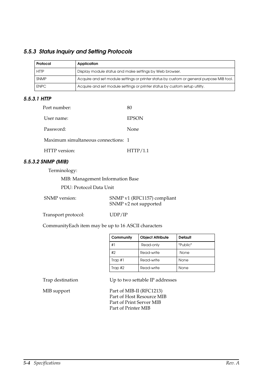3 status inquiry and setting protocols, Status inquiry and setting protocols -4 | Epson UB E02 User Manual | Page 76 / 86