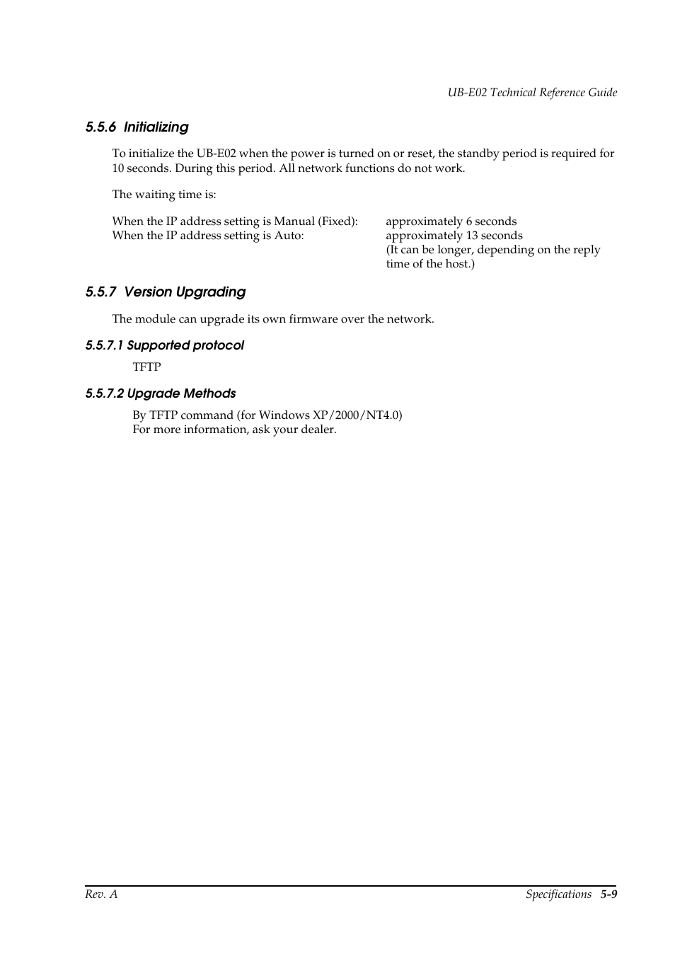 6 initializing, 7 version upgrading, Initializing -9 version upgrading -9 | Epson UB E02 User Manual | Page 81 / 86