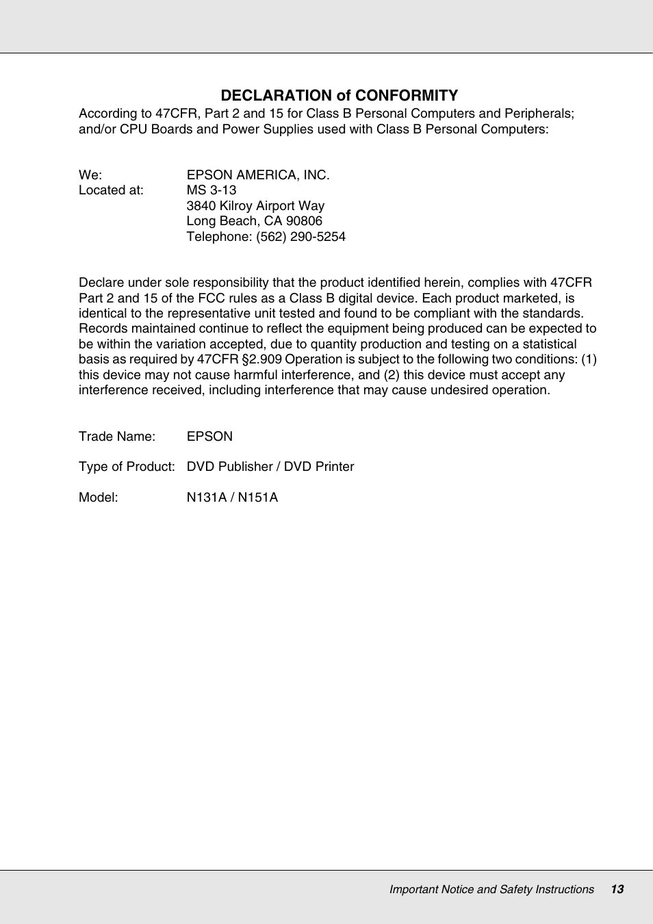 Epson 4113114-06 User Manual | Page 13 / 124