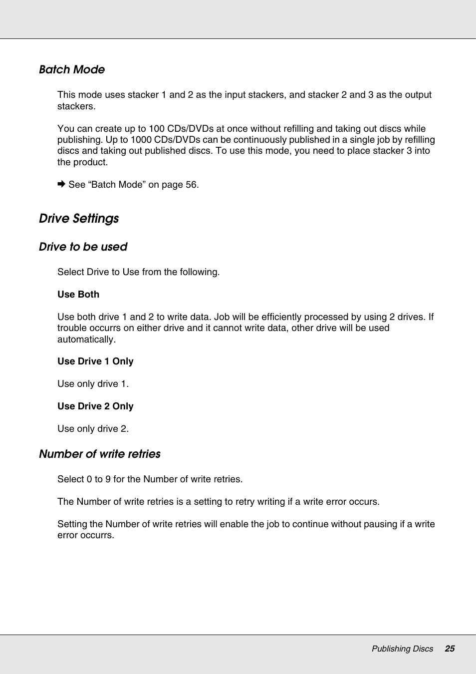 Drive settings | Epson 4113114-06 User Manual | Page 25 / 124