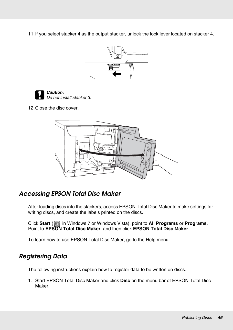 Accessing epson total disc maker, Registering data, Accessing epson total disc maker registering data | Epson 4113114-06 User Manual | Page 46 / 124