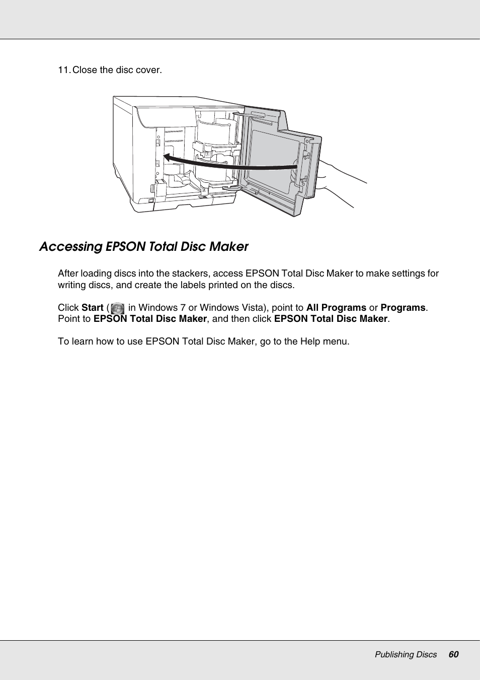 Accessing epson total disc maker | Epson 4113114-06 User Manual | Page 60 / 124