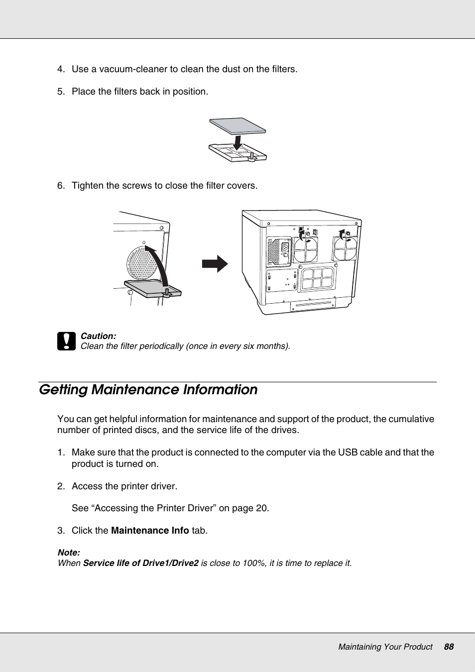 Getting maintenance information | Epson 4113114-06 User Manual | Page 88 / 124