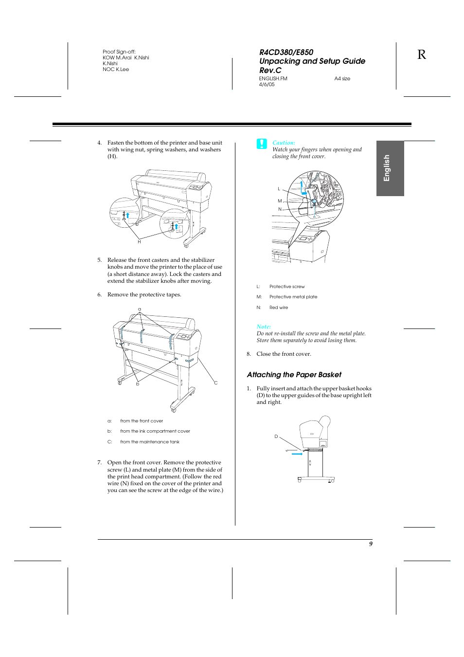 En g lis h | Epson 7800 User Manual | Page 9 / 27
