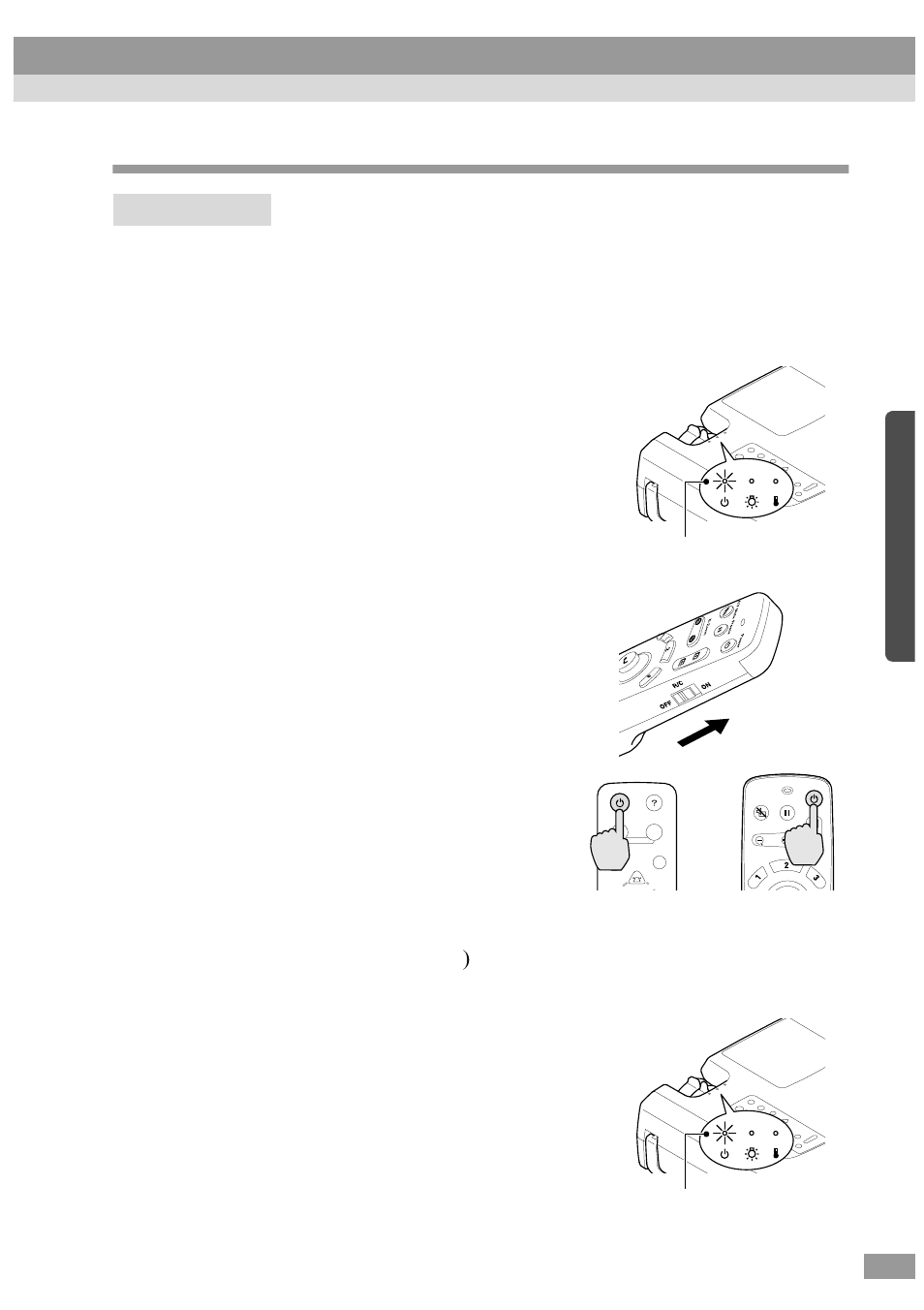 Turning on the power and projecting images, P.37), Procedure | Epson ELP-600 User Manual | Page 39 / 120