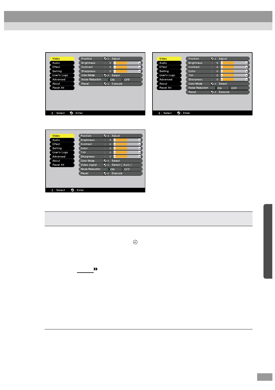 Video (rgb-video, ycbcr, ypbpr, s-video, video) | Epson ELP-600 User Manual | Page 67 / 120