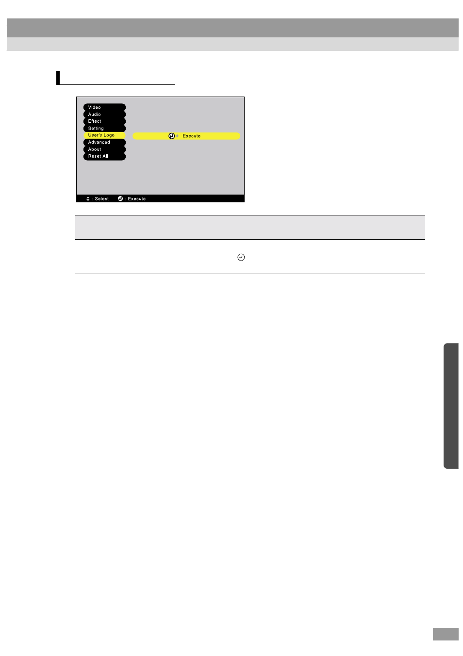 User's logo menu | Epson ELP-600 User Manual | Page 73 / 120