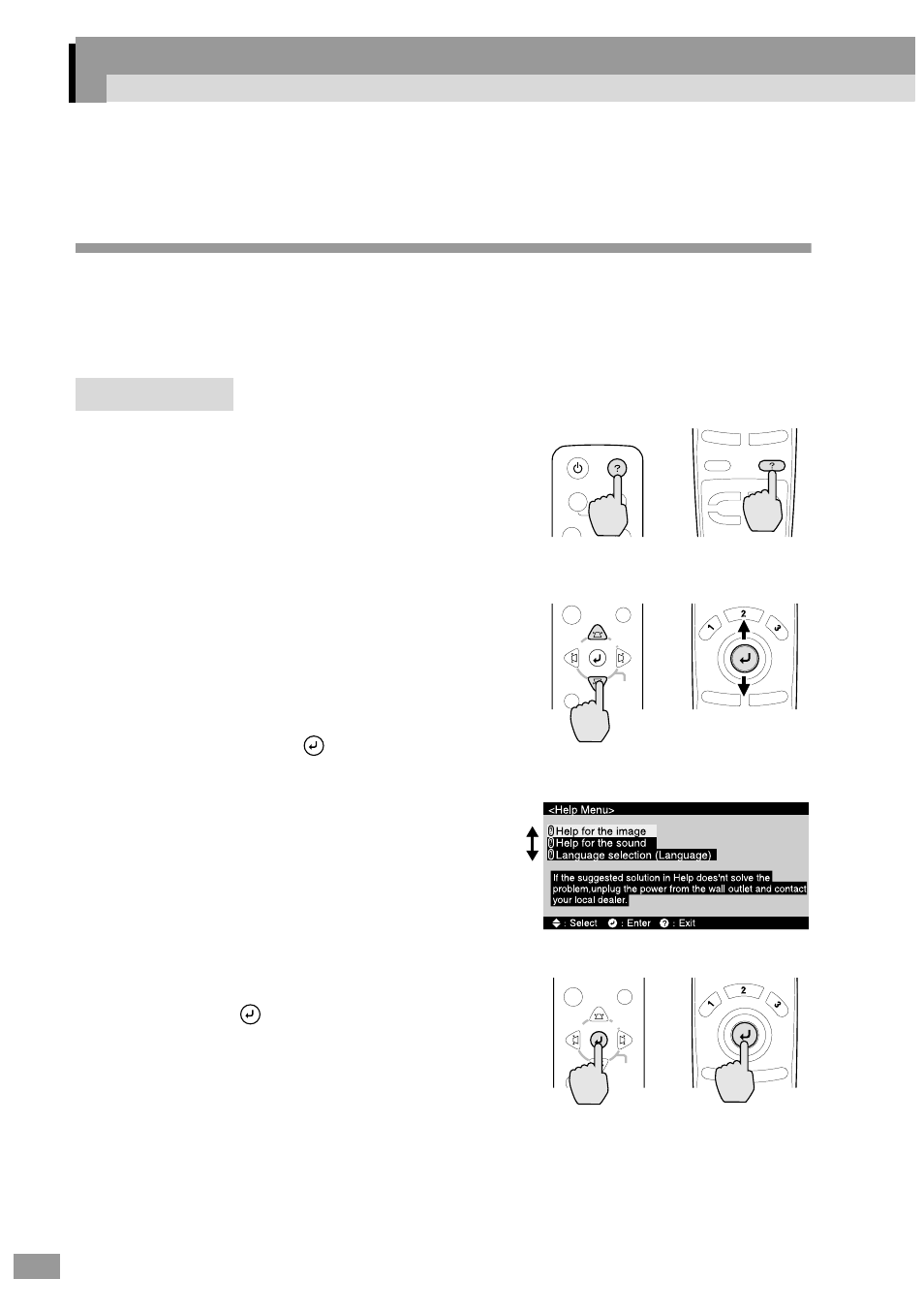 Troubleshooting, Using the help, P.78) | Procedure | Epson ELP-600 User Manual | Page 80 / 120