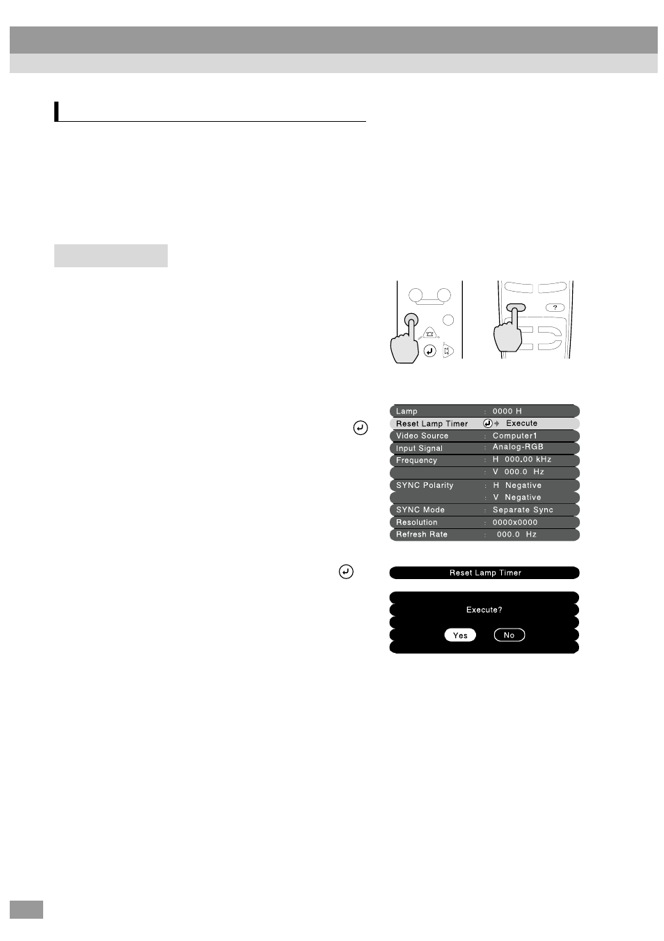 Procedure, Resetting the lamp operating time, Maintenance | Epson ELP-600 User Manual | Page 98 / 120