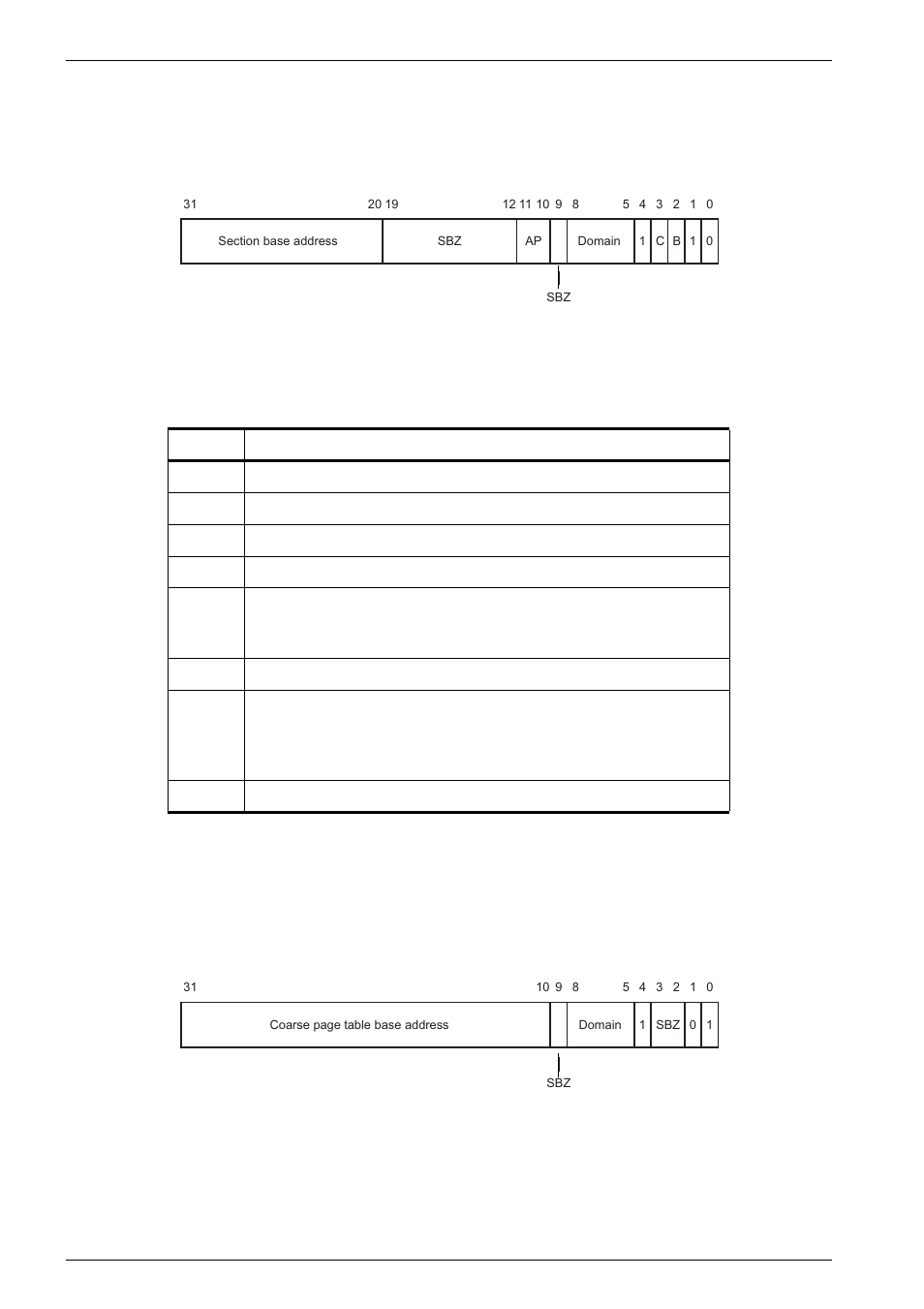 4 section descriptor, Figure 7-5, Section descriptor -8 | Figure 7-6, Table 7-4, Section descriptor bits -8, 5 coarse page table descriptor | Epson ARM.POWERED ARM720T User Manual | Page 104 / 224