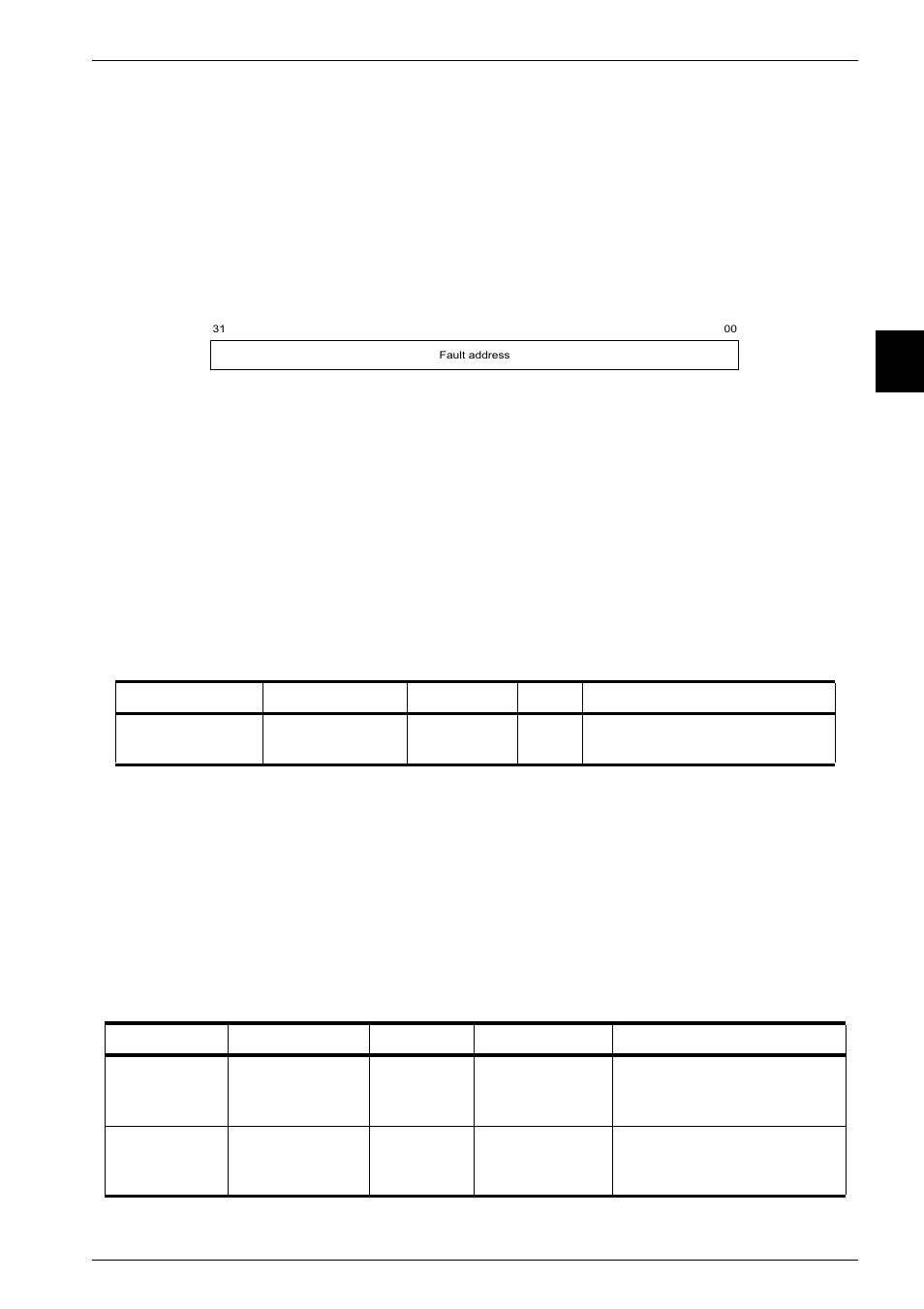 6 fault address register, 7 cache operations register, 8 tlb operations register | Figure 3-9, Fault address register format -7, Table 3-2, Cache operation -7, Table 3-3, Tlb operations -7 | Epson ARM.POWERED ARM720T User Manual | Page 67 / 224