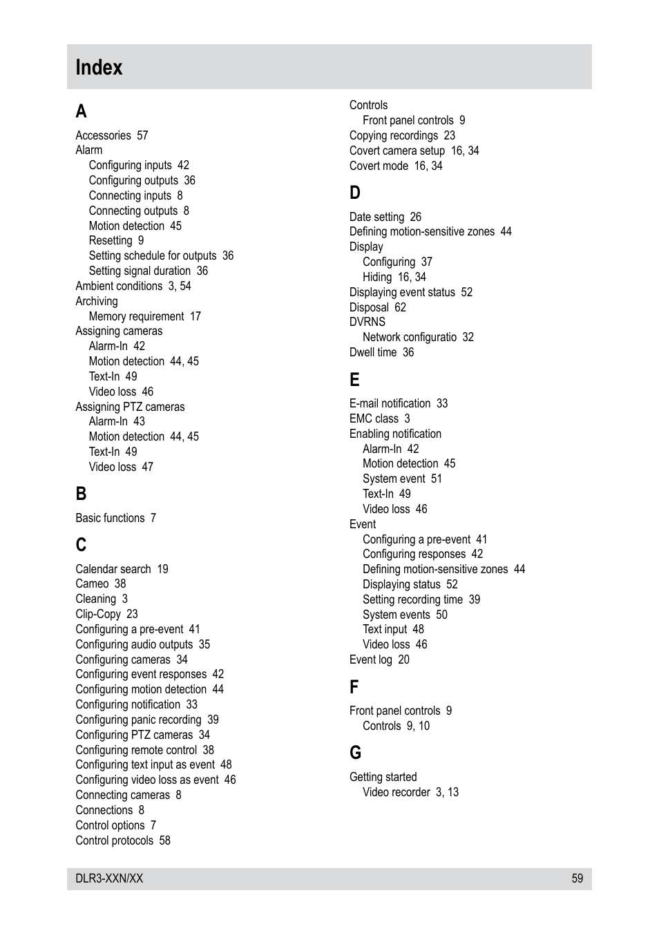Index | Epson DLR3-08N/410CD User Manual | Page 59 / 64