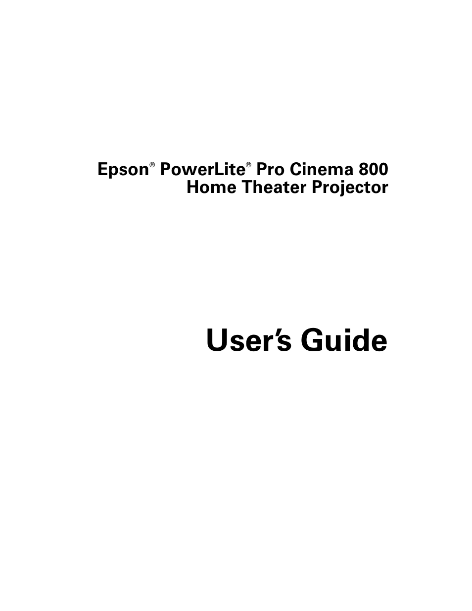 Epson PRO CINEMA 800 User Manual | 80 pages