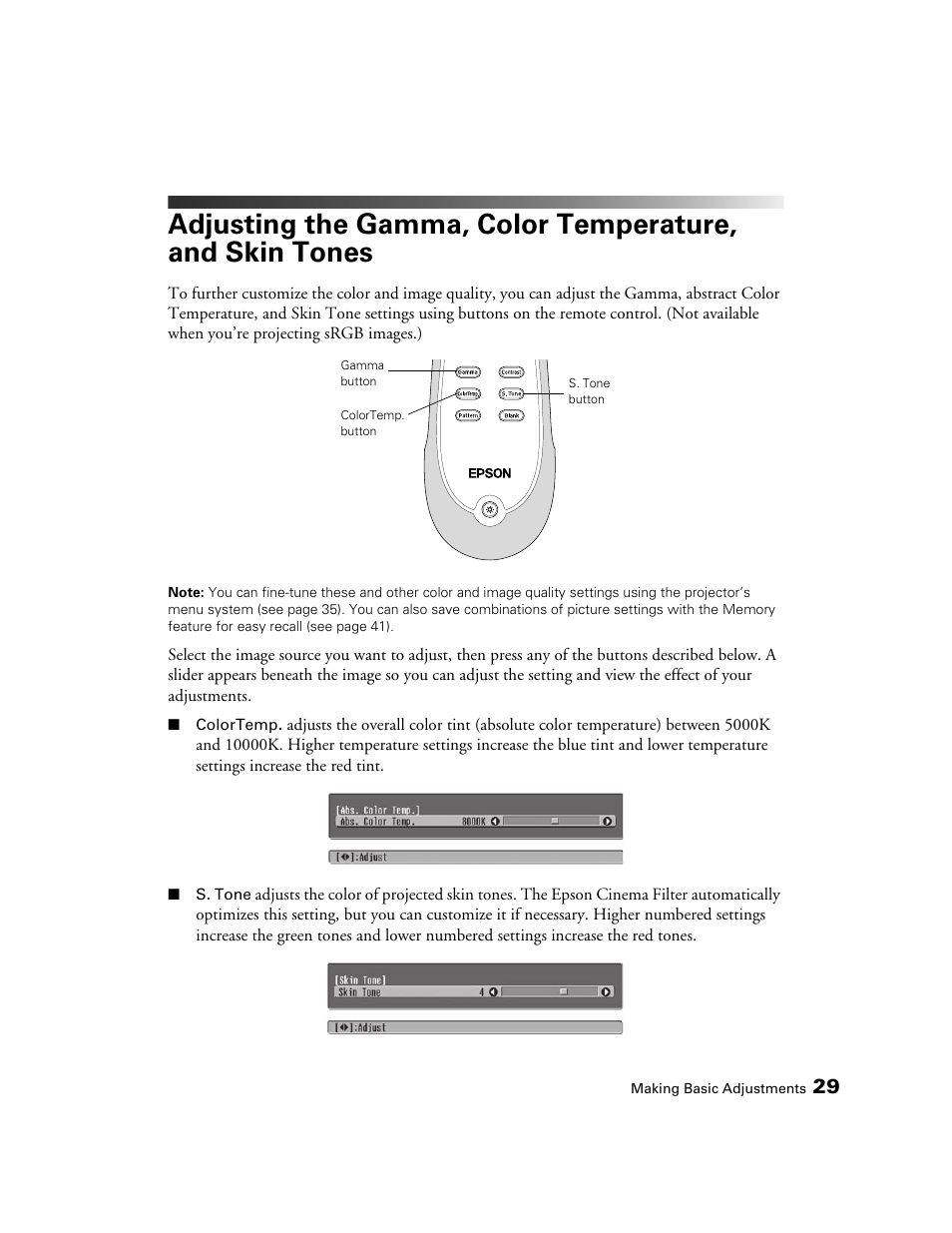 Epson PRO CINEMA 800 User Manual | Page 29 / 80