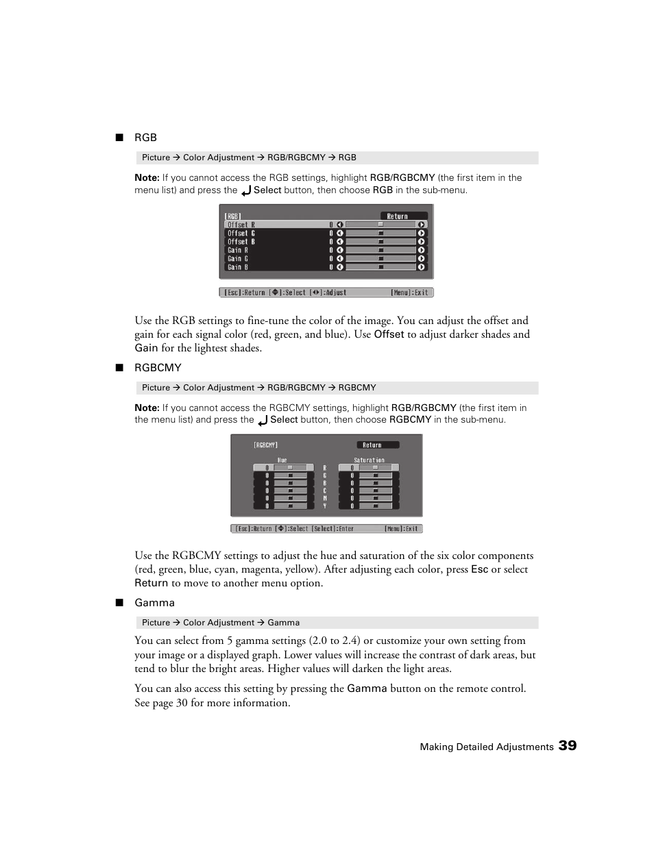 Epson PRO CINEMA 800 User Manual | Page 39 / 80