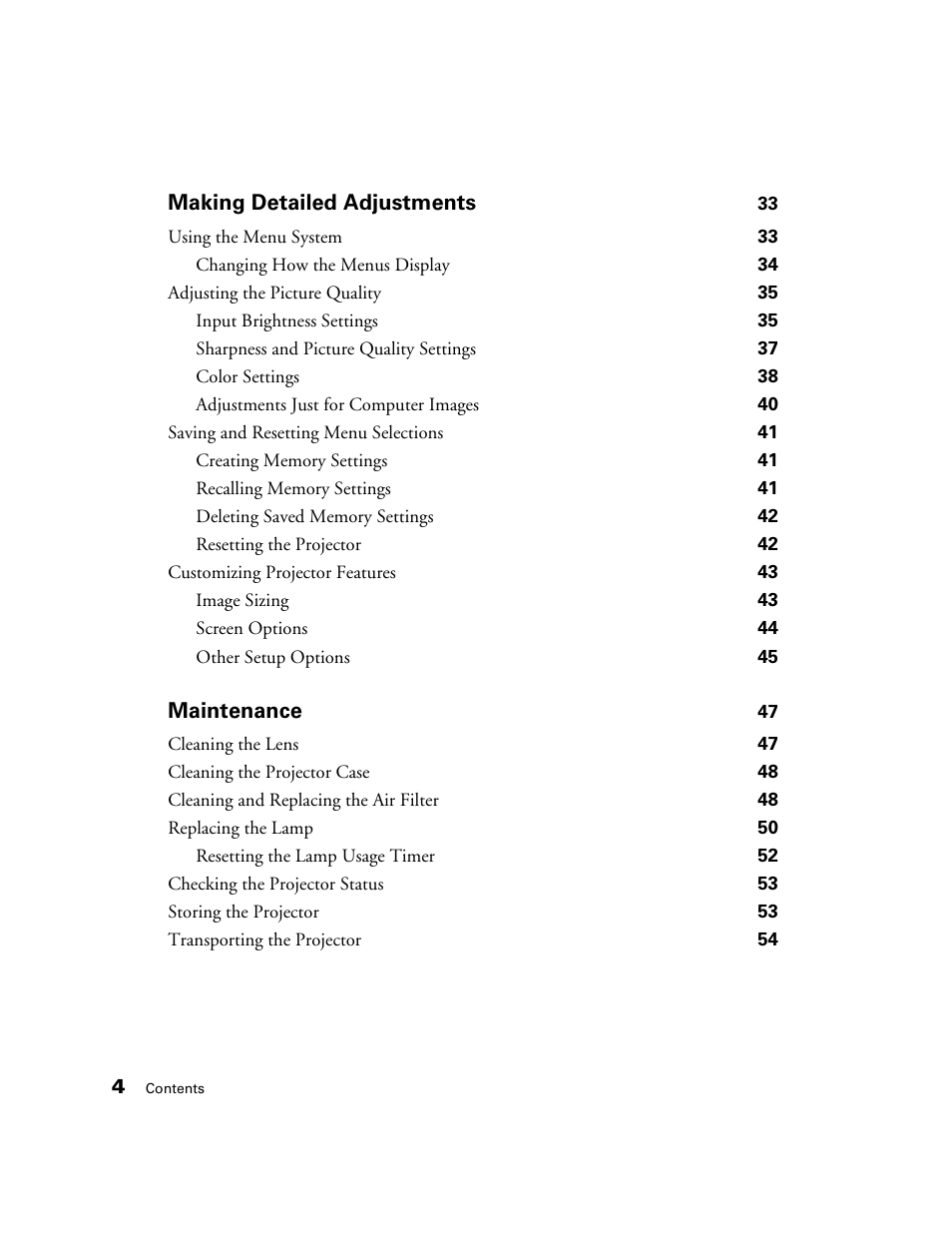 Epson PRO CINEMA 800 User Manual | Page 4 / 80