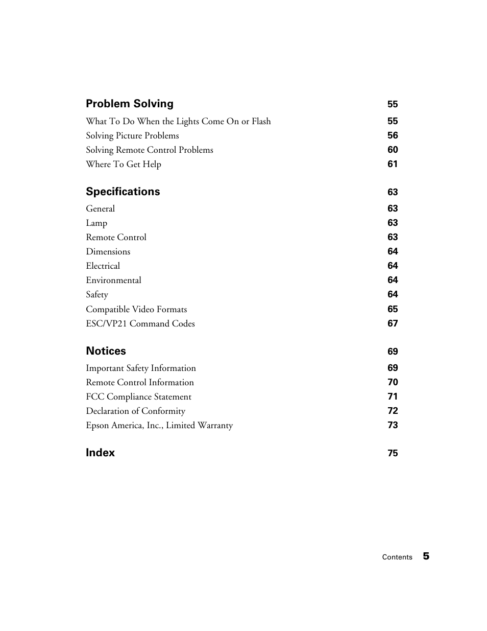 Epson PRO CINEMA 800 User Manual | Page 5 / 80