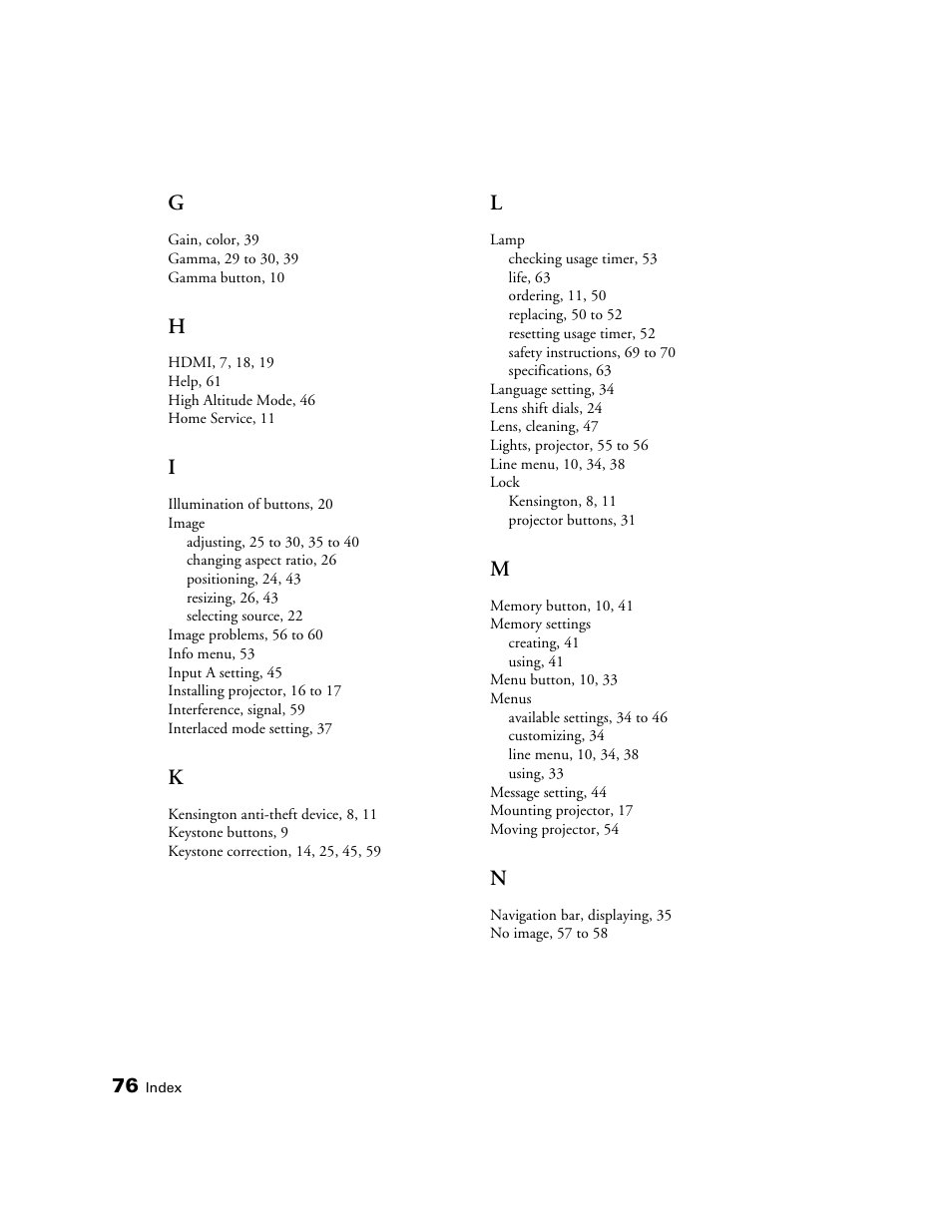 Epson PRO CINEMA 800 User Manual | Page 76 / 80