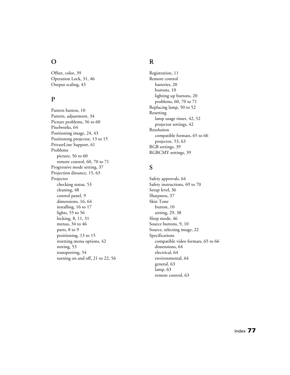 Epson PRO CINEMA 800 User Manual | Page 77 / 80