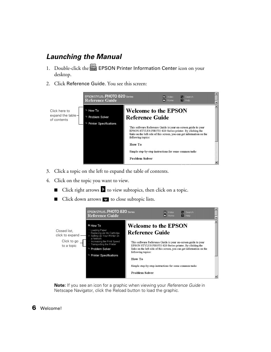 Launching the manual | Epson B163A User Manual | Page 11 / 81