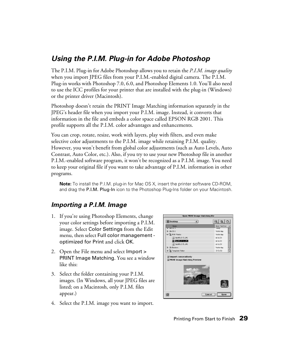 Using the p.i.m. plug-in for adobe photoshop | Epson B163A User Manual | Page 34 / 81