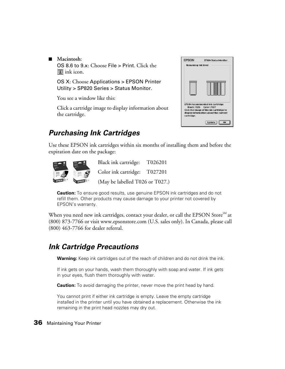 Purchasing ink cartridges, Ink cartridge precautions | Epson B163A User Manual | Page 41 / 81