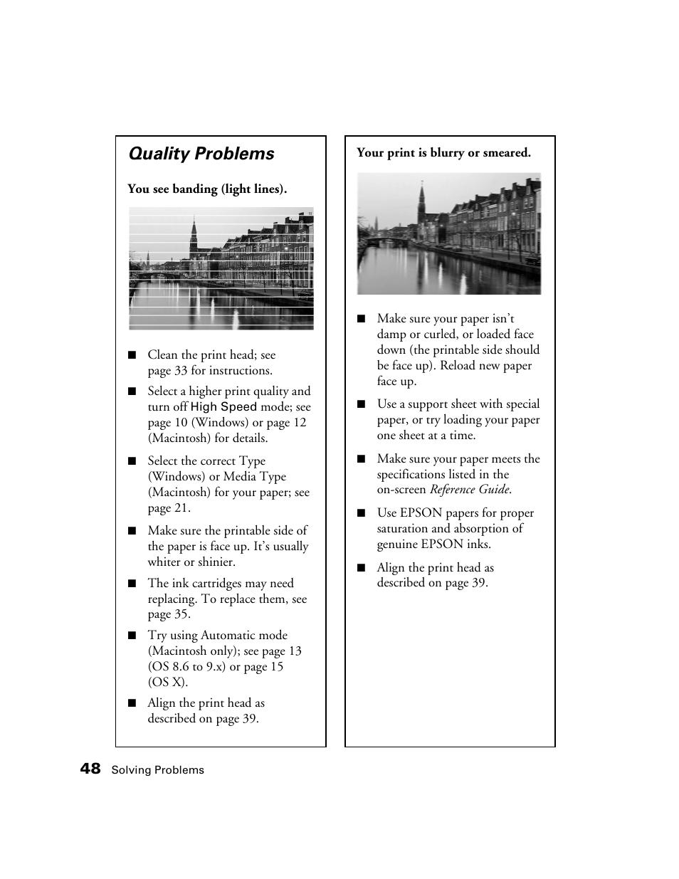 Quality problems | Epson B163A User Manual | Page 53 / 81