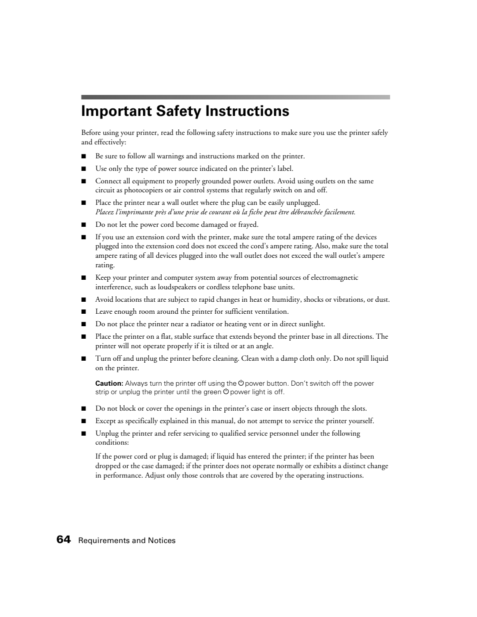 Important safety instructions | Epson B163A User Manual | Page 69 / 81