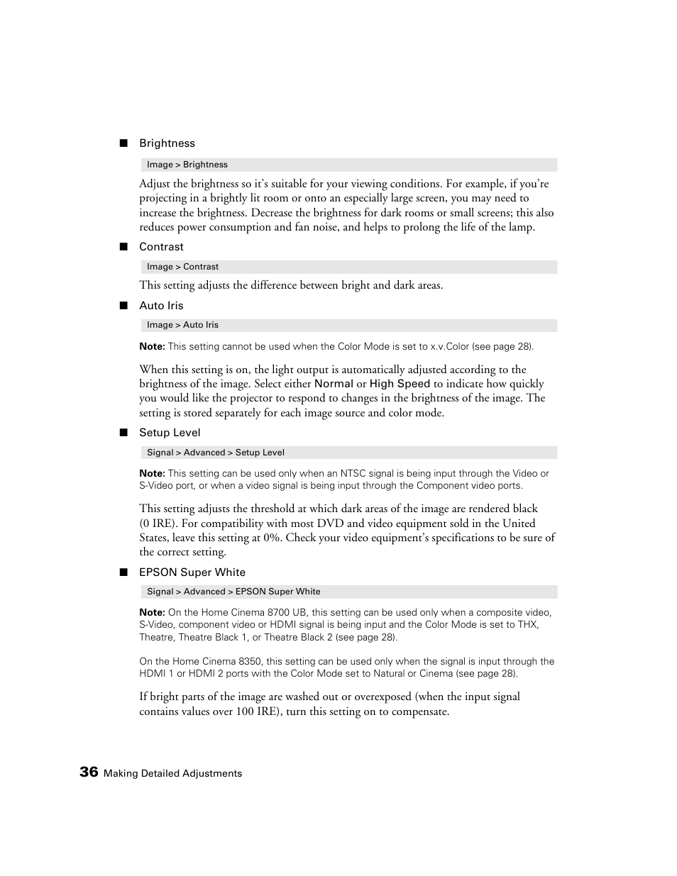 Epson POWERLITE 8350 User Manual | Page 36 / 80