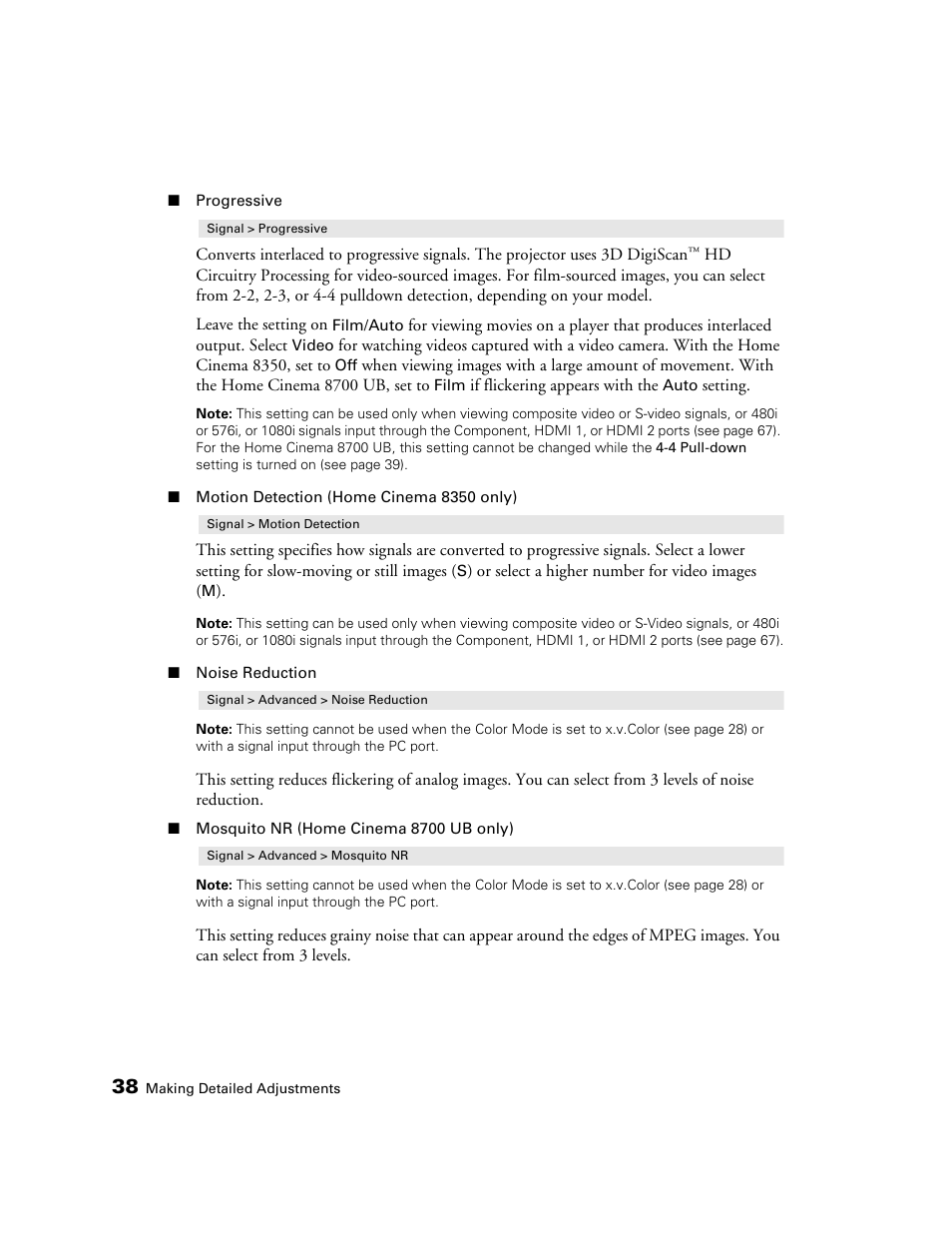 Epson POWERLITE 8350 User Manual | Page 38 / 80