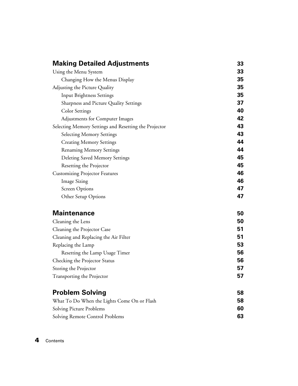 Epson POWERLITE 8350 User Manual | Page 4 / 80