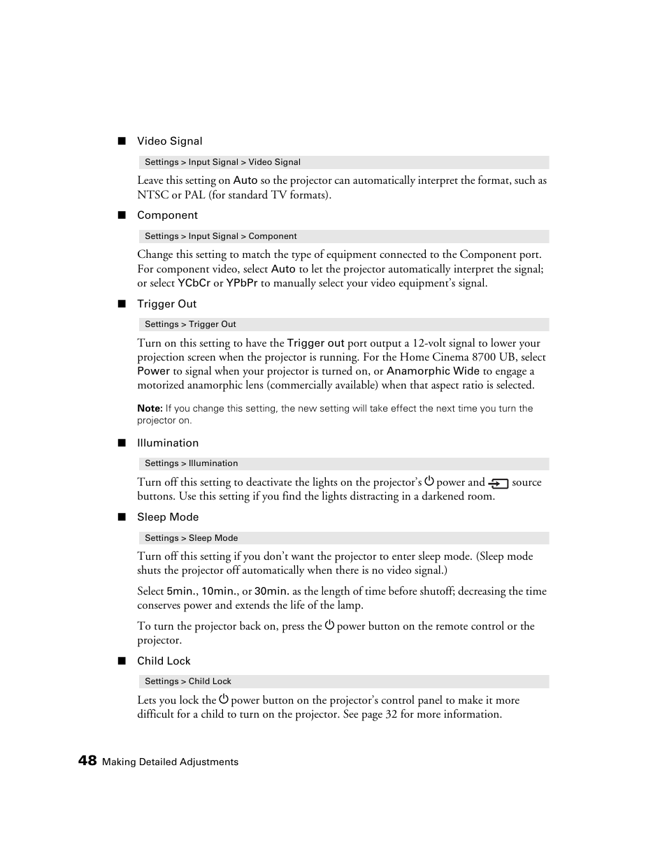 Epson POWERLITE 8350 User Manual | Page 48 / 80