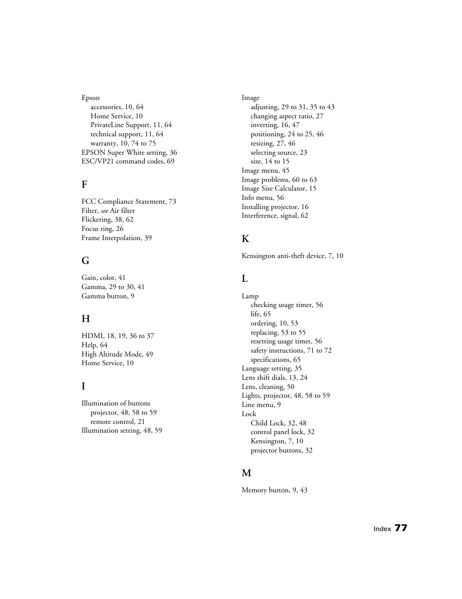 Epson POWERLITE 8350 User Manual | Page 77 / 80