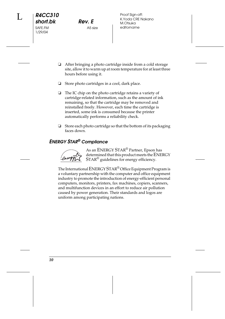 R4cc310 short.bk rev. e | Epson A251B User Manual | Page 10 / 86