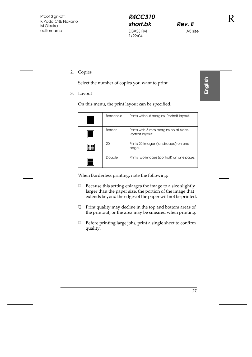 R4cc310 short.bk rev. e | Epson A251B User Manual | Page 21 / 86