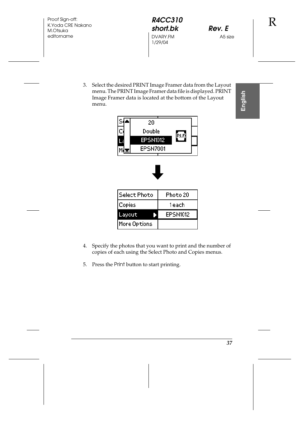 R4cc310 short.bk rev. e | Epson A251B User Manual | Page 37 / 86