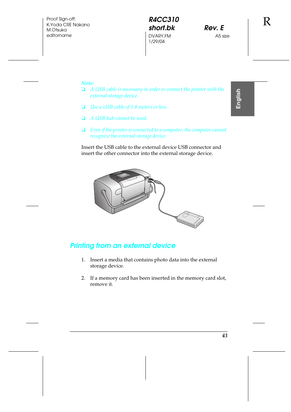 R4cc310 short.bk rev. e, Printing from an external device | Epson A251B User Manual | Page 43 / 86