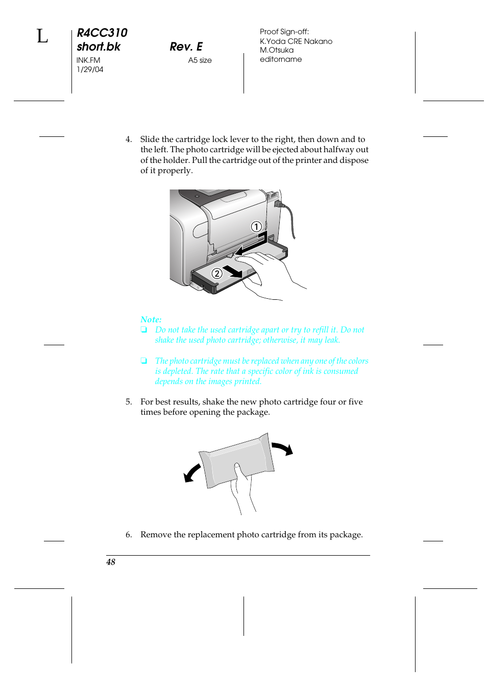 R4cc310 short.bk rev. e | Epson A251B User Manual | Page 48 / 86